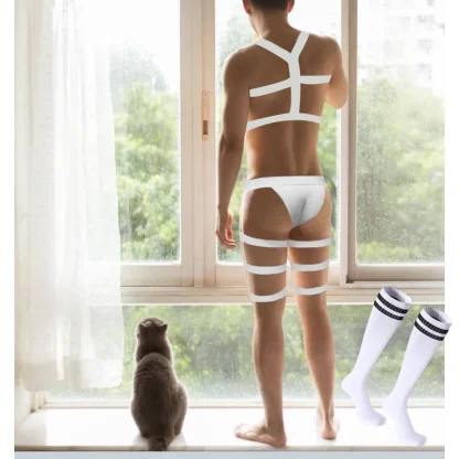Sensual Harness Straps Leg Belt Briefs - Image 5
