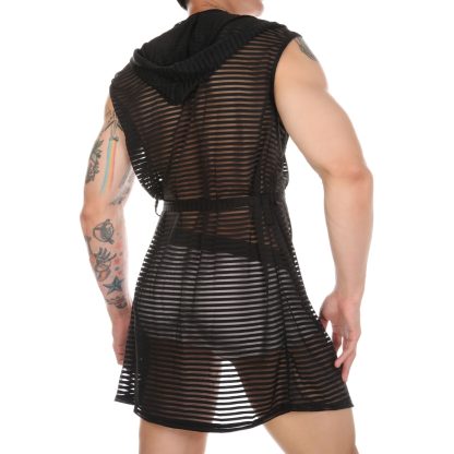 Sheer Mesh Hooded Bathrobe - Image 3