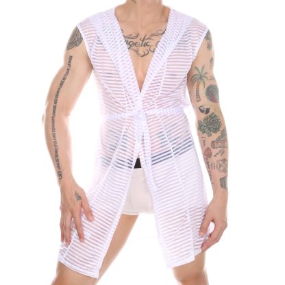 Sheer Mesh Hooded Bathrobe - Image 4
