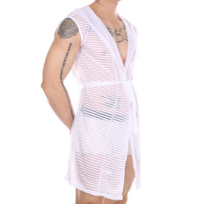 Sheer Mesh Hooded Bathrobe - Image 5