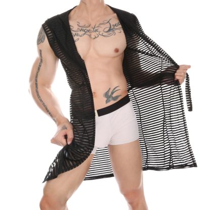 Sheer Mesh Hooded Bathrobe