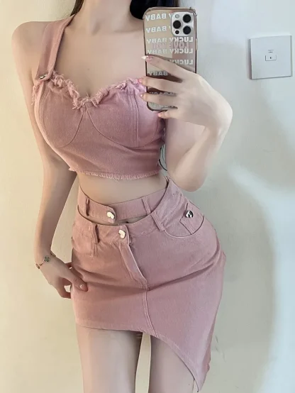 Chic Irregular Skirt & Crop Top Set - Image 7
